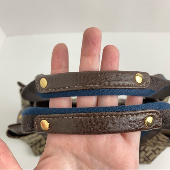 Tommy Hilfiger TH Signature Logo Brown Blue Handbag Purse Y2K - Picture 8 of 8